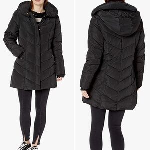 Steve Madden Black Quilted Puffer Coat S/P